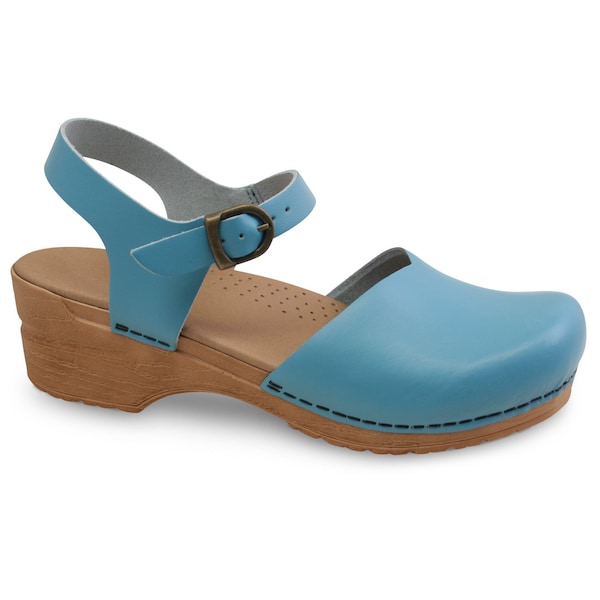 Sandal, PU Leather Upper, Polyurethane Outsole, Teal, Size 4.5-5 M